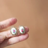mihan s925 needle women jewelry resin earrings 2021 new design vintage temperament flower print stud earrings for party gifts