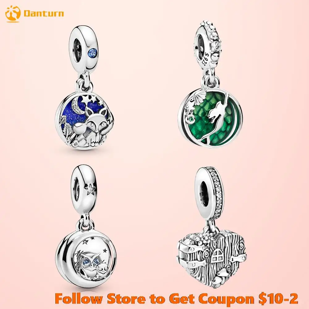 

New 925 Sterling Silver Beads Always by Your Side Owl Dangle Charms fit Original Pandora Bracelets Women DIY Jewelry