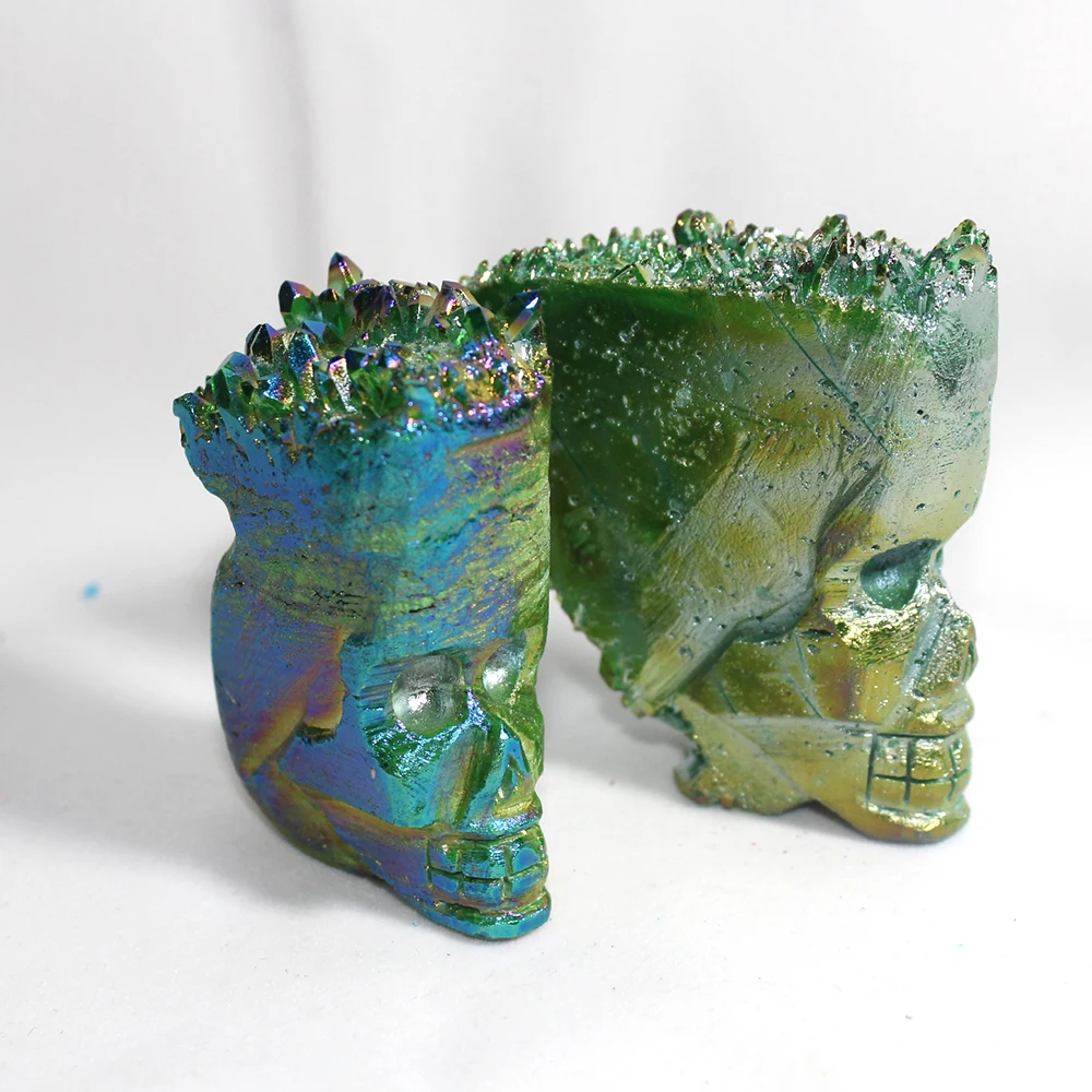 Runyangshi 1 шт. Модный Зеленый необработанный Кристалл кластер череп зеленое