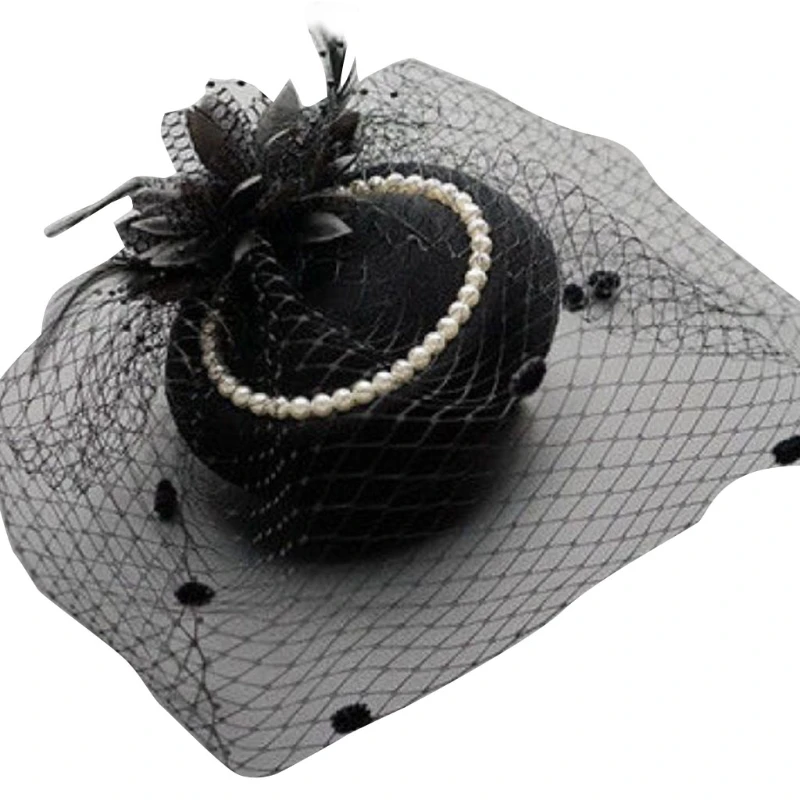 Для женщин дот Кепки Винтаж Повязка на голову с цветочным рисунком и пером