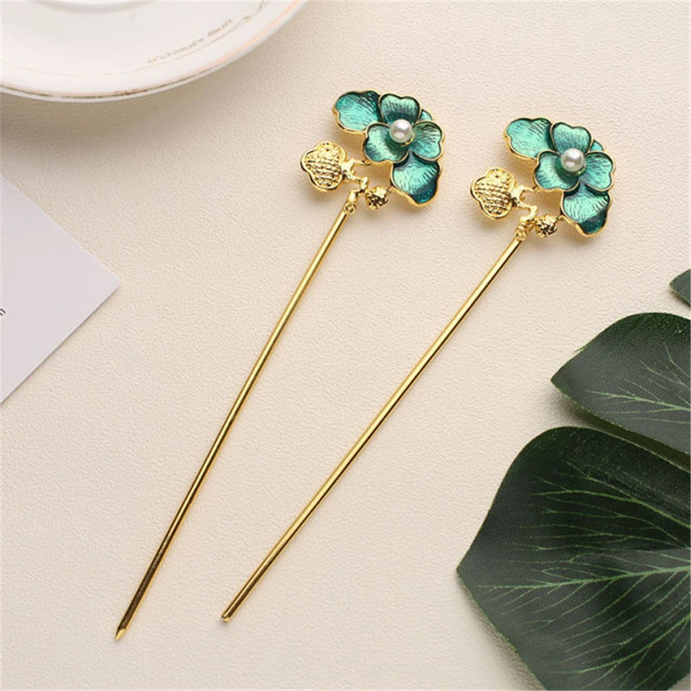 1 зеленая винтажная шпилька для волос Han одежда аксессуары заколка древняя Лотос