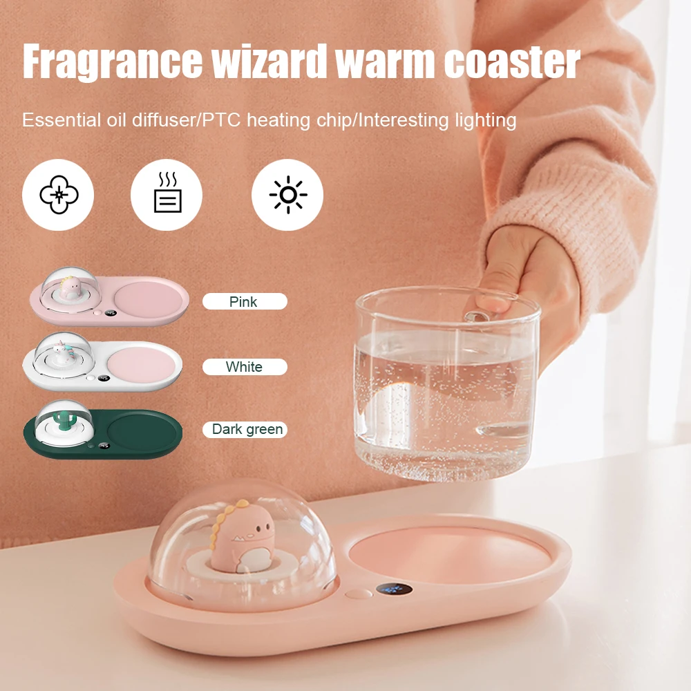 

Creative Cup Warmer Night Light Mug Heating Coaster Smart Thermostatic Heating Pad Coffee With Aromatherapy Function Waterproof