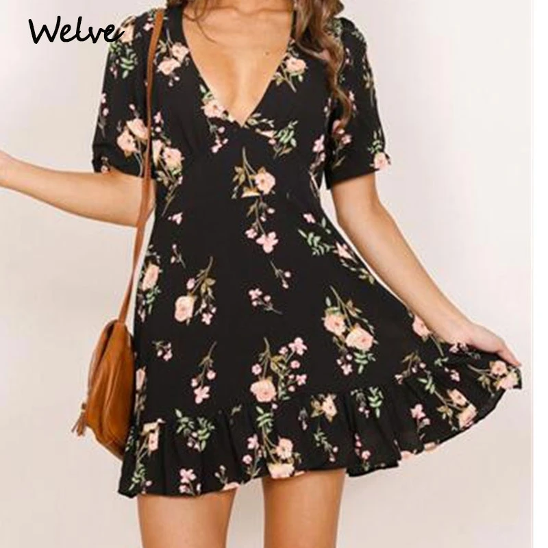 2019 костюм платье с принтом шифон Низкий свинец желанный маятник Платье женское