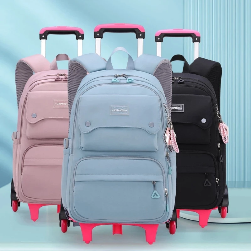 New Multifunctional Use Kids Student Schoolbag Rolling Bagpack Girls Trolley Bags School Backpack Wheeled Bag Trolley Backpack
