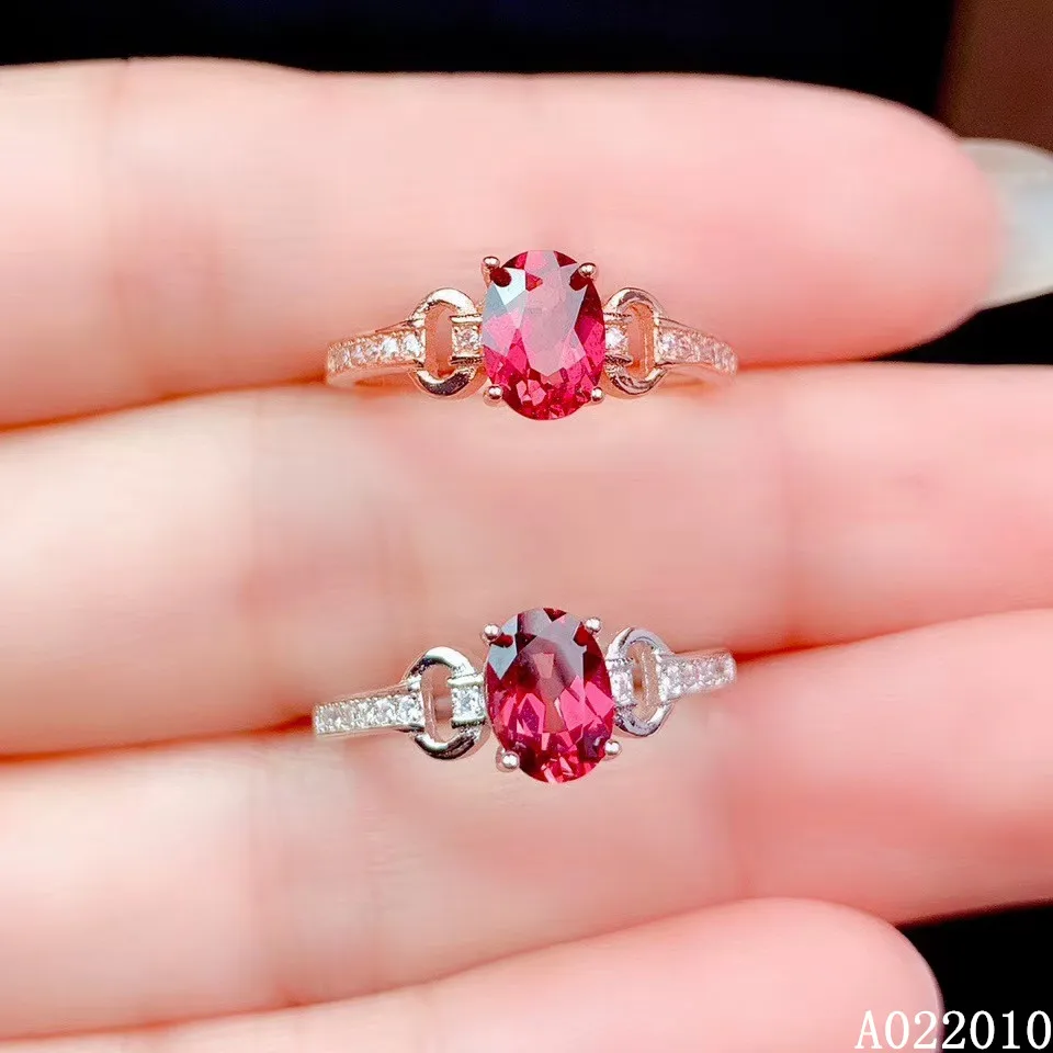 

KJJEAXCMY fine jewelry 925 sterling silver natural gem Garnet new Woman's Lady girl Female crystal adjustable ring Support test