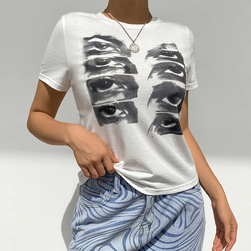 

Vintage T Shirt Graphic Fairy Grunge Clothes Core Goth Y2k Fairycore Christmas Clothing Korean Fashion Kawaii Sweat 2021 White