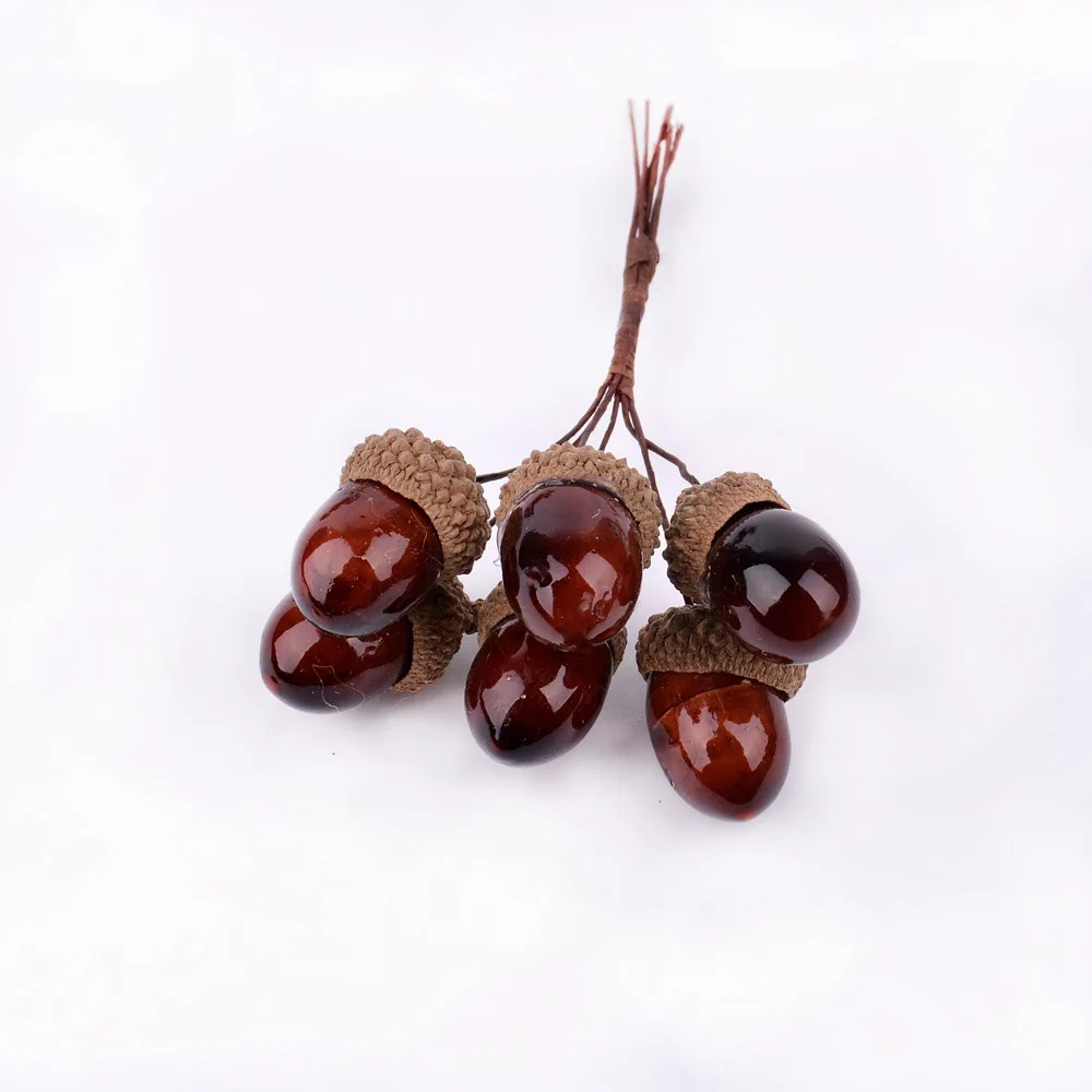 6 шт. Искусственные пластиковые сосновые ветви орехи шишки поддельные растения