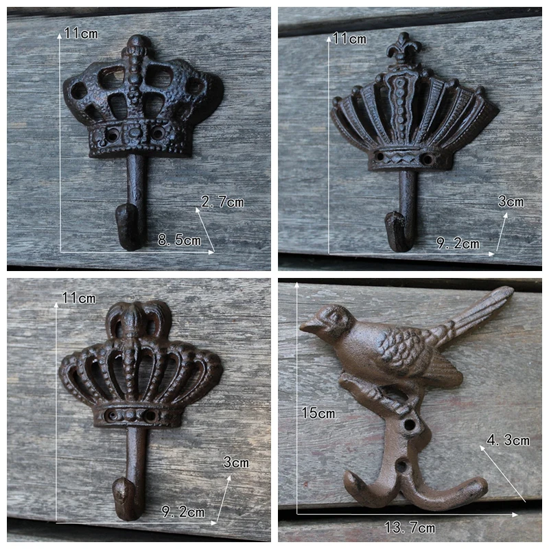 

Retro European Crown Series Cast Iron Wrought Clothes Hook Coat Decorative Wall Decoration