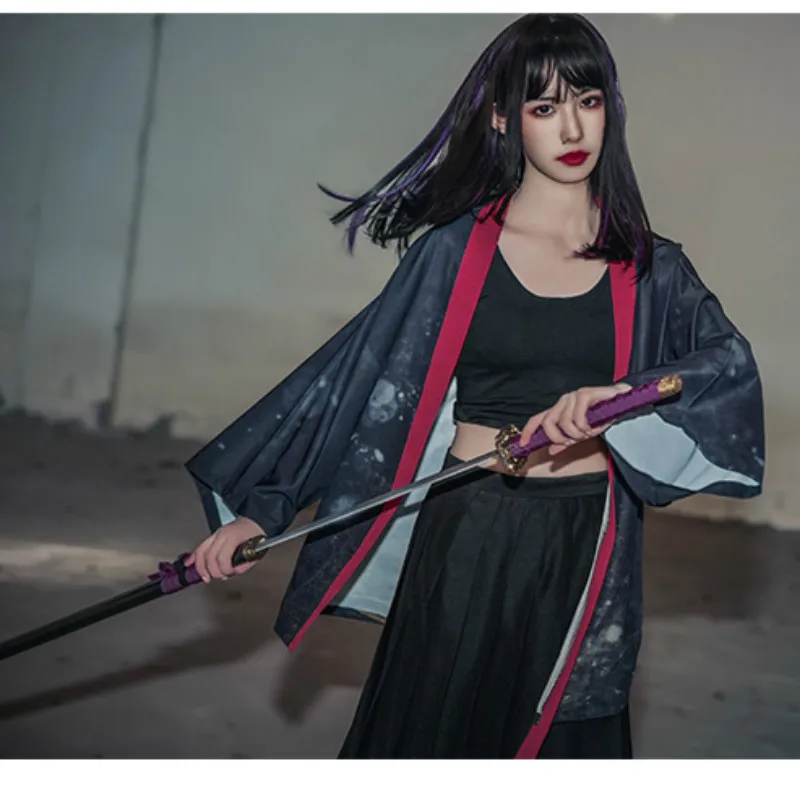 Asymmetry Japanese Kimonos for women 2020 Summer Harajuku cardigan loose shirts men's fashion street wear blouses Anime Cosply | Женская