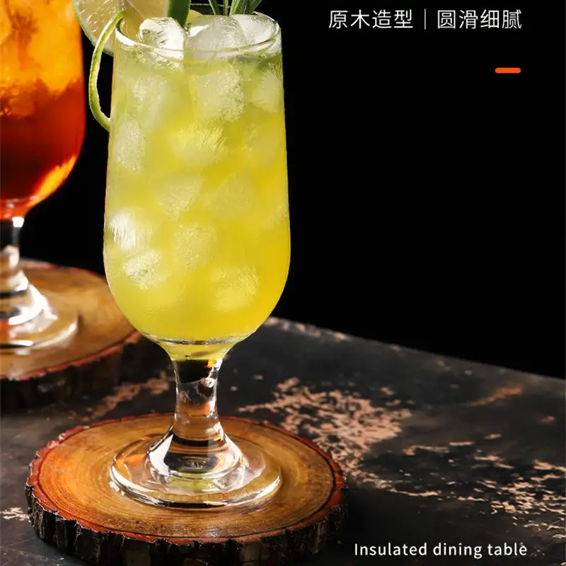 

Round Natural Wooden Stake Coaster Insulated Table Non-Slip Creative Cocktail Decoration Diameter 6-9cm