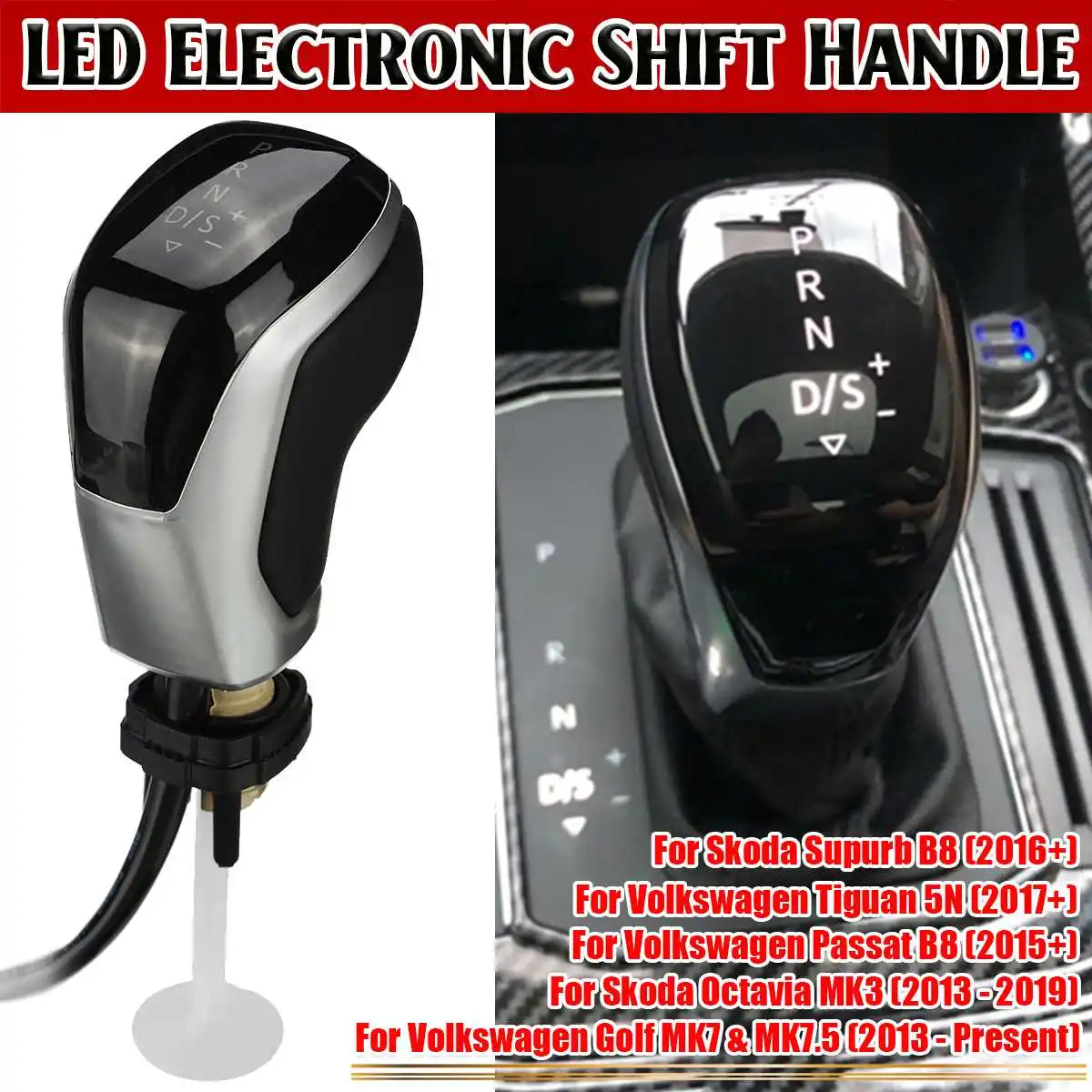 

AT DSG LED Synchronize Electronic Display Gear Shift Knob Shift Lever Handball For VW Golf For Passat CC B7 For Jetta For TOURAN