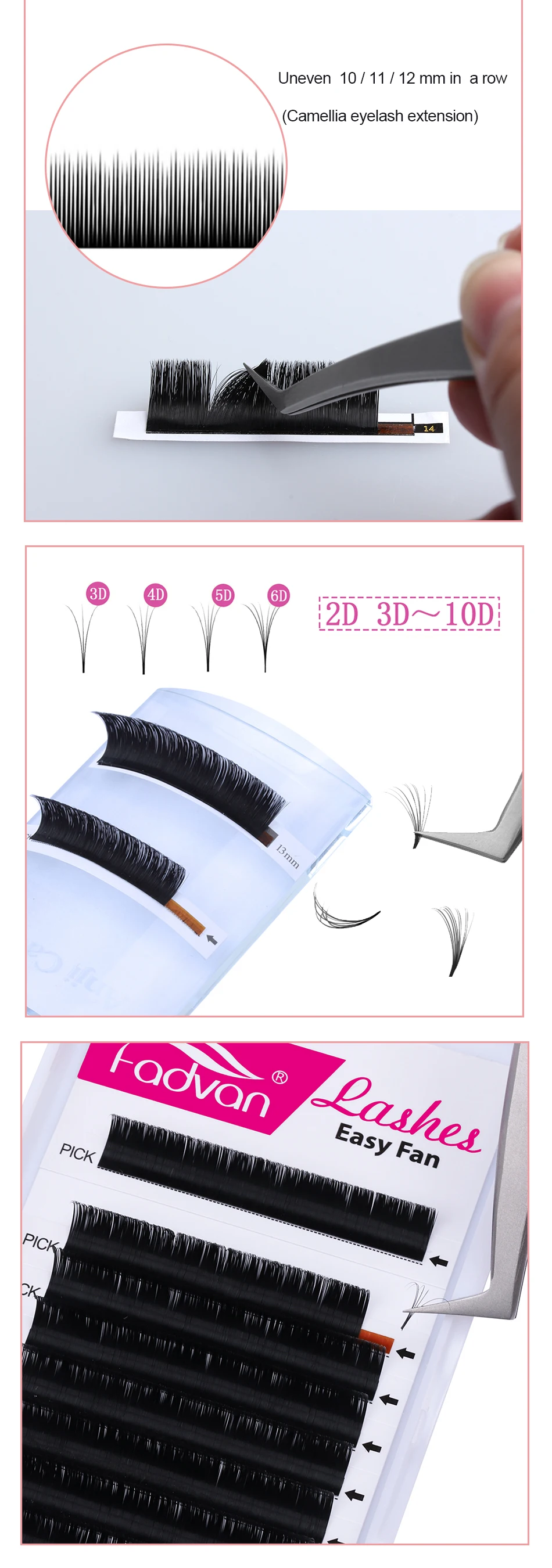 Fadvan Easy Fan объемные ресницы для наращивания, яркие цветущие DIY 2d/3d/4d/5d/6d веера ресницы для профессионального наращивания ресниц