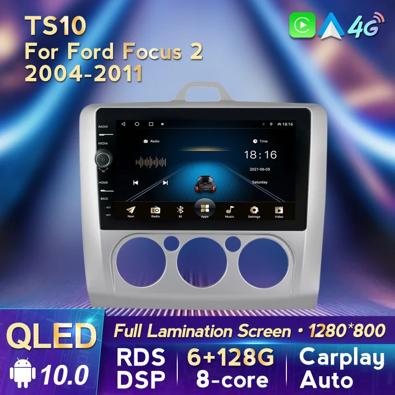 

Android 10 автомобильный радиоприемник, стерео для Ford Focus Exi AT2004 2005 2006 2007 2008-2011, мультимедийный плеер с GPS-навигацией, CARPLAY + Авто Wi-Fi