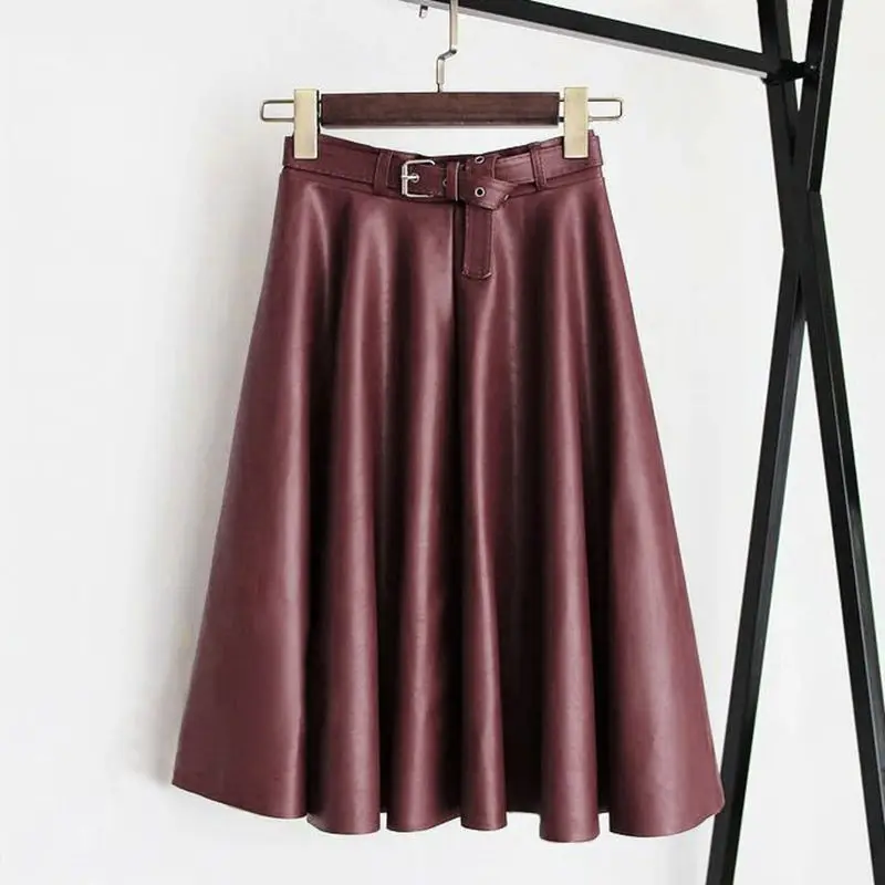 Юбки размера плюс из искусственной кожи женские свободные юбки большого