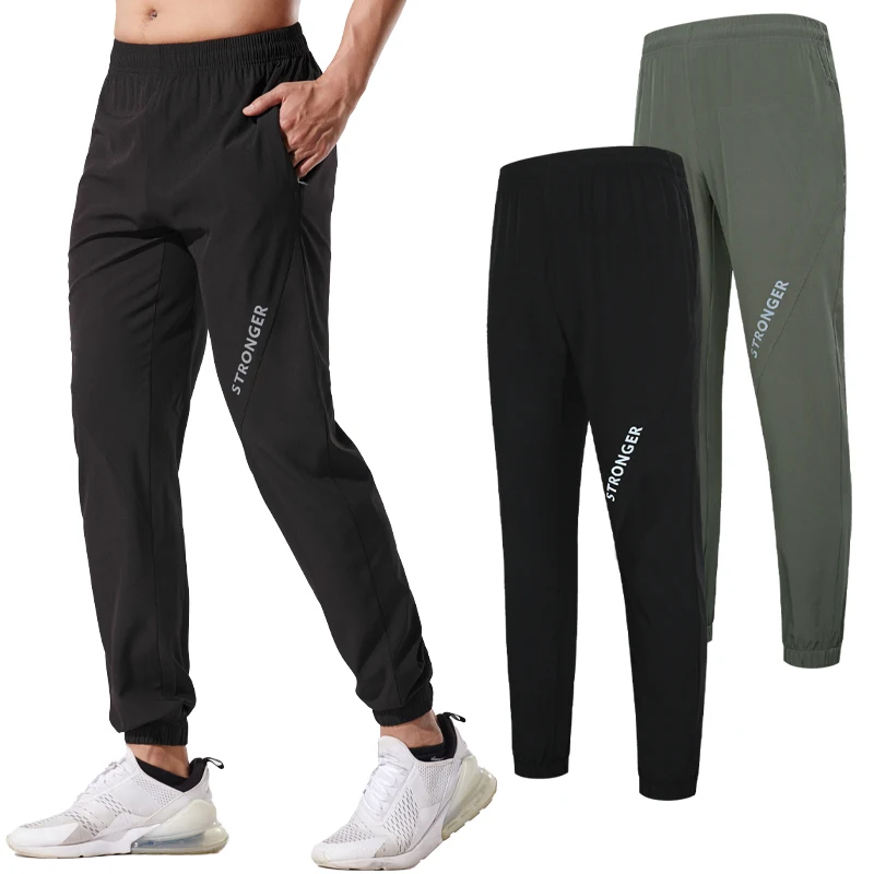 

Брюки мужские для бега с высокой талией, спортивные длинные штаны с карманами, тренировочные черные спортивные штаны для спорта и фитнеса