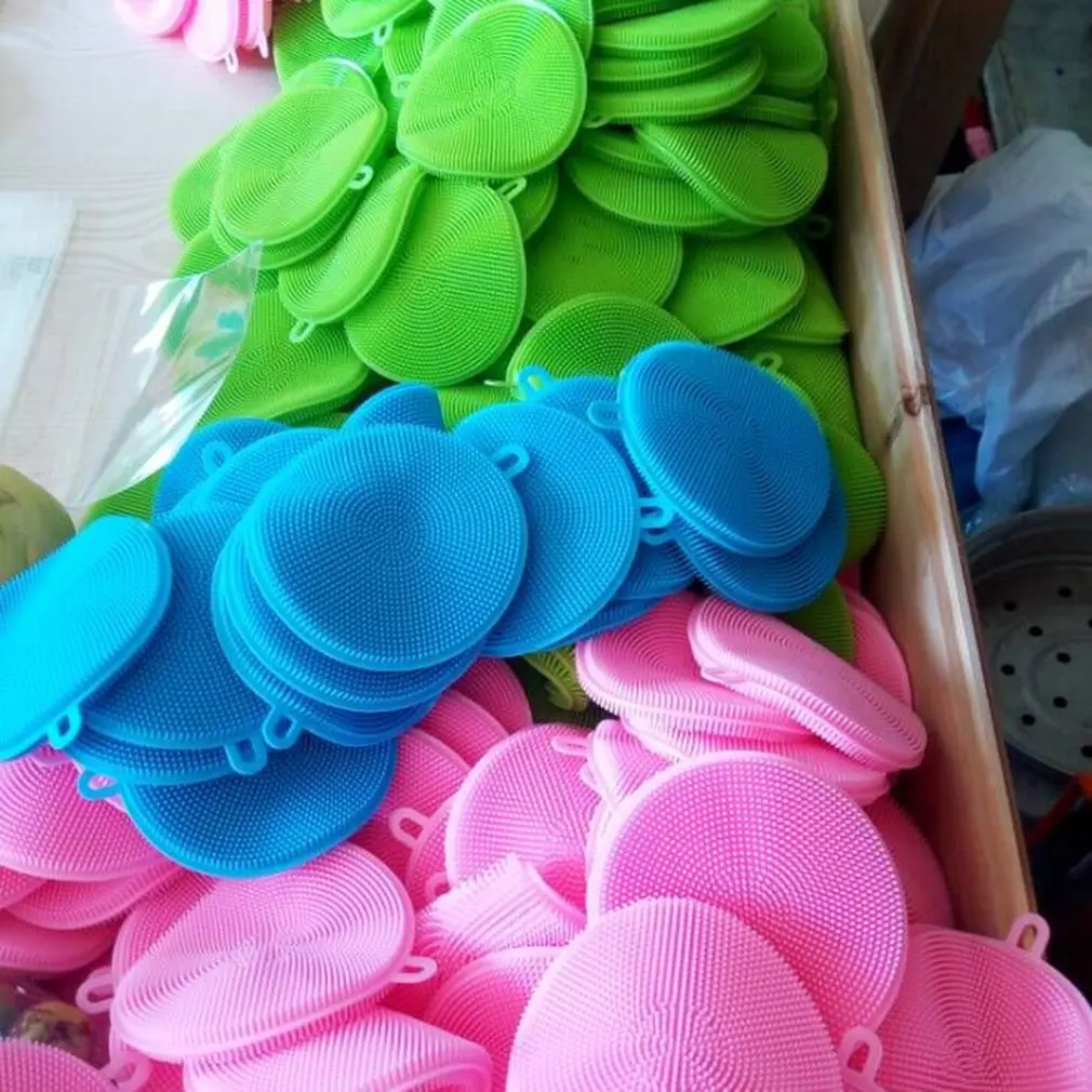 Silicone Sponge Dish Washing Kitchen Scrubber Food-Grade Dishes Multipurpose Sponges Non Stick Cleaning Kitchen Brush