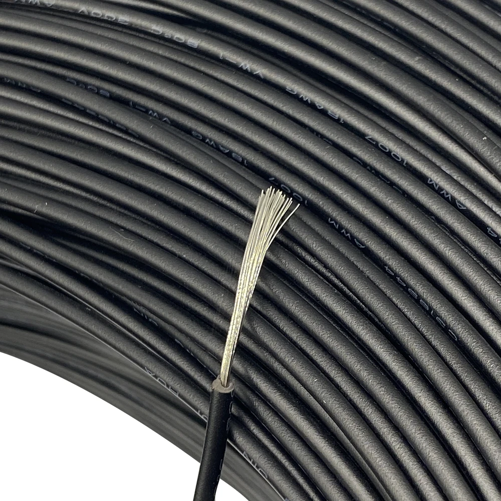 Кабель UL1015 UL1007 18 AWG для электронных проводов, из ПВХ с пластиковым покрытием, луженая медь, 18awg, квадратный кабель черного цвета 0,75