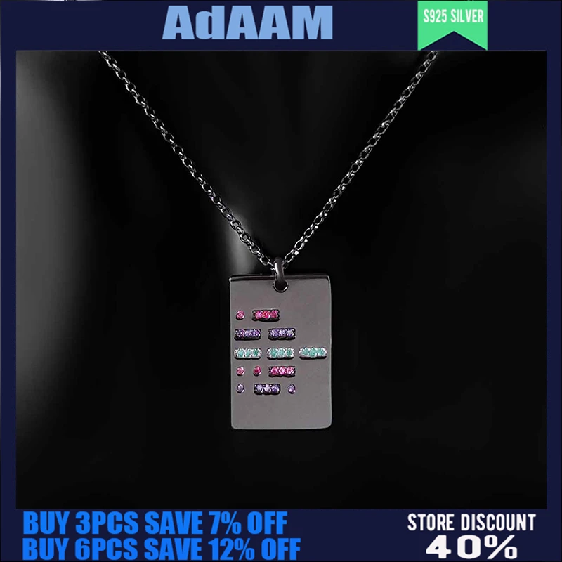 

S925 Sterling Silver Summer New Style Morse Code Square Necklace Female Fashion Simple Retractable Sweater Chain Party Gift