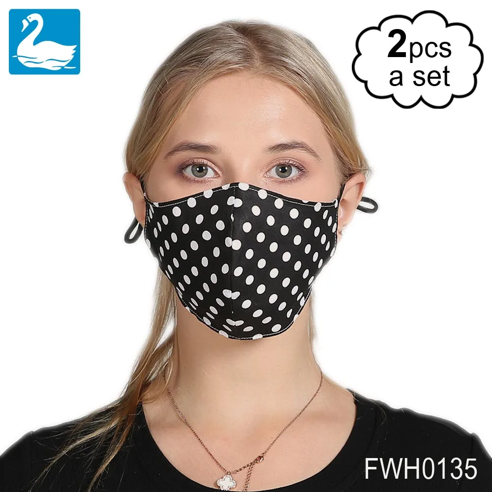 

2 шт., маска для лица в горошек, маски с принтом, ткань для взрослых, защитная Пылезащитная Крышка для рта, моющаяся многоразовая маска для рта...