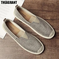 theagrant 2021 canvas men shoes flat linen man casual shoes autumn slip on loafers chinese espadrille drive walk shoes mfs3035