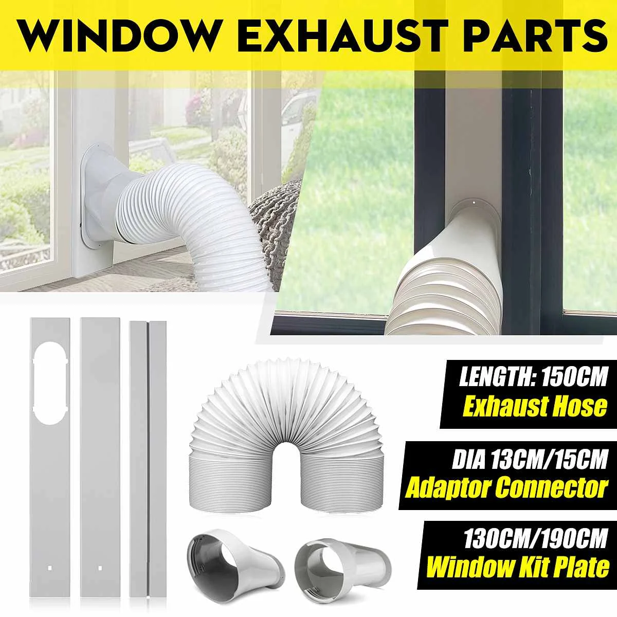 

Warmtoo 130/190cm Adjustable Window Air Seal Auto Lock Air Outlet Exhaust Vent Pipe Hose Portable Air Conditioner Accessories