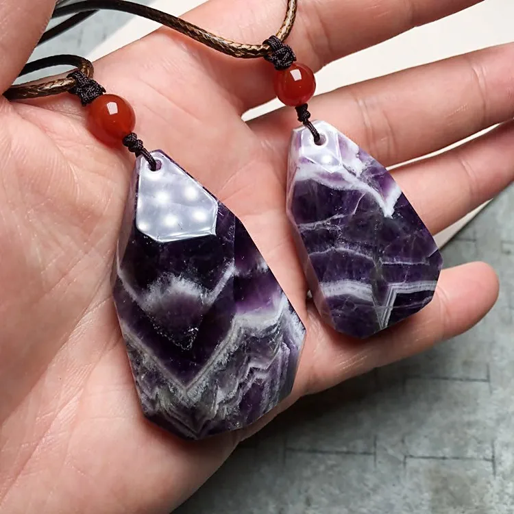 Женское ожерелье с подвеской из натурального фиолетового кварца