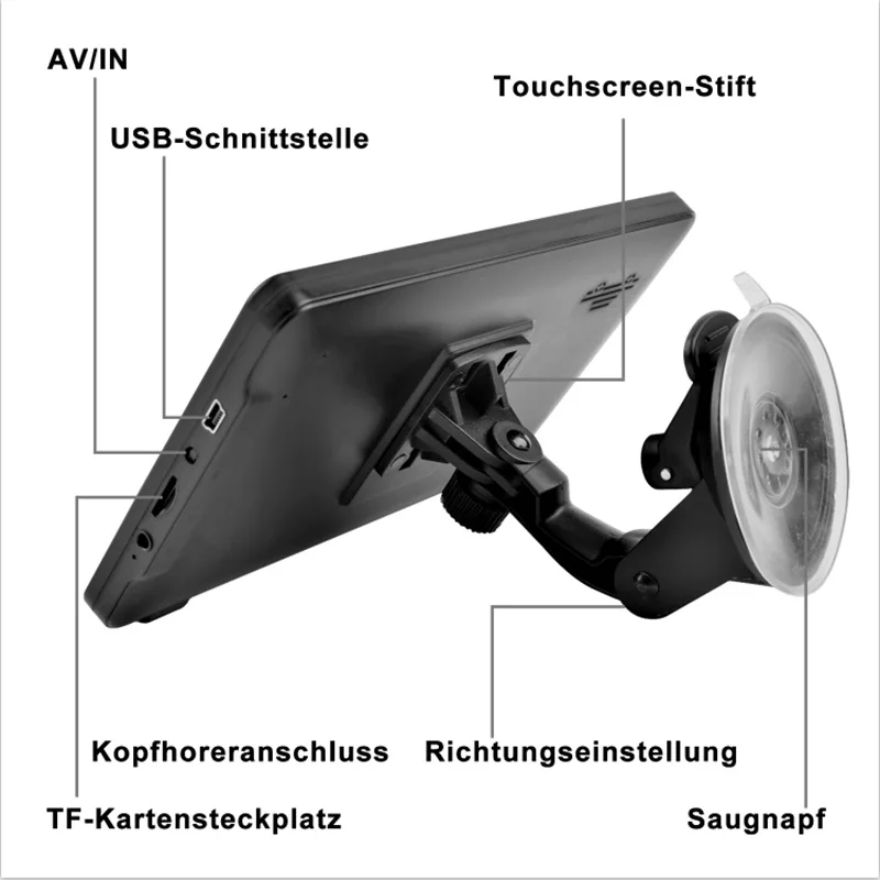 7-дюймовый автомобильный GPS навигатор 256 м Оперативная память 8 ГБ Встроенная HD
