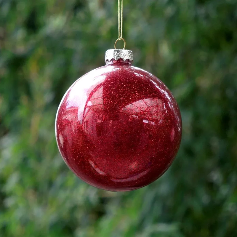 

2pcs/pack Diameter=15cm Inner Red Powder Series Hanging Glass Ball Christmas Tree Pendant Festival School Party Wedding Prop