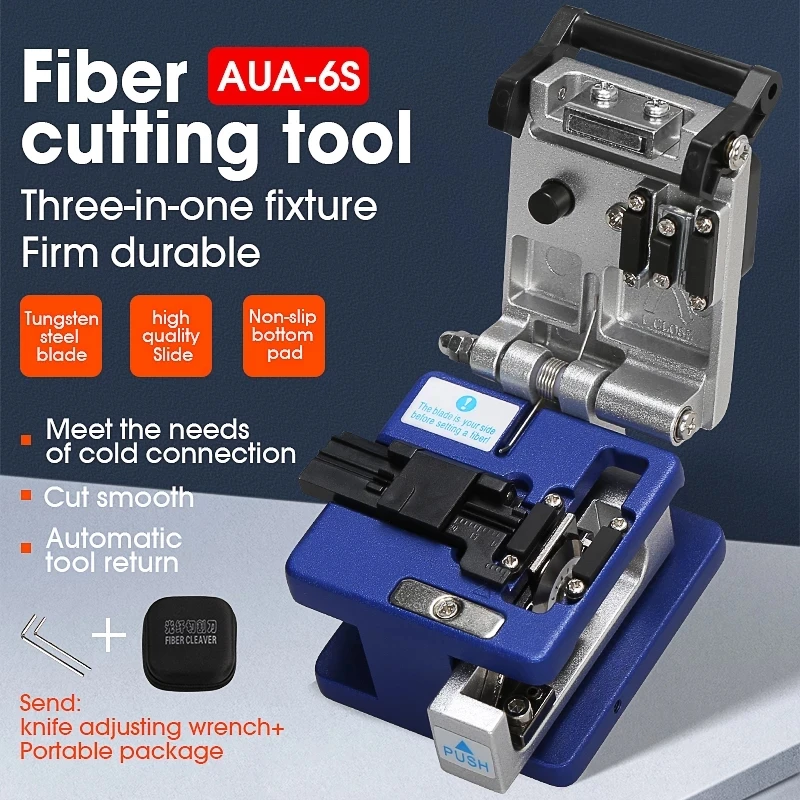 High Precision Optical Fiber Cleaver AUA-6S Cable Cutting Knife FTTT Fiber Optic Knife Tools Cutter Cleavers 16 Surface Blade