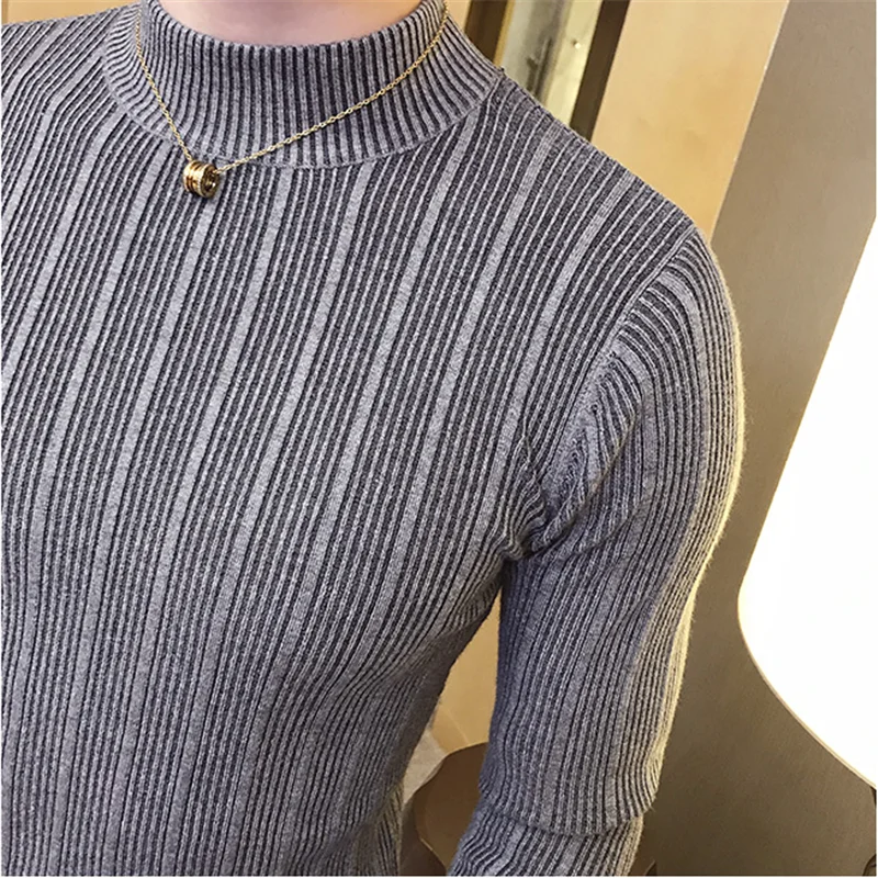 Мужской свитер на осень и зиму Модный Полосатый Повседневный Однотонный пуловер