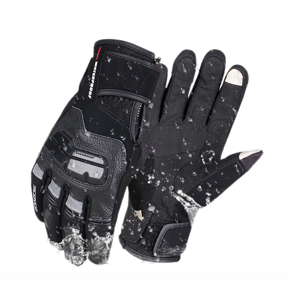 Мужские мотоциклетные перчатки SCOYCO водонепроницаемые из натуральной коровьей