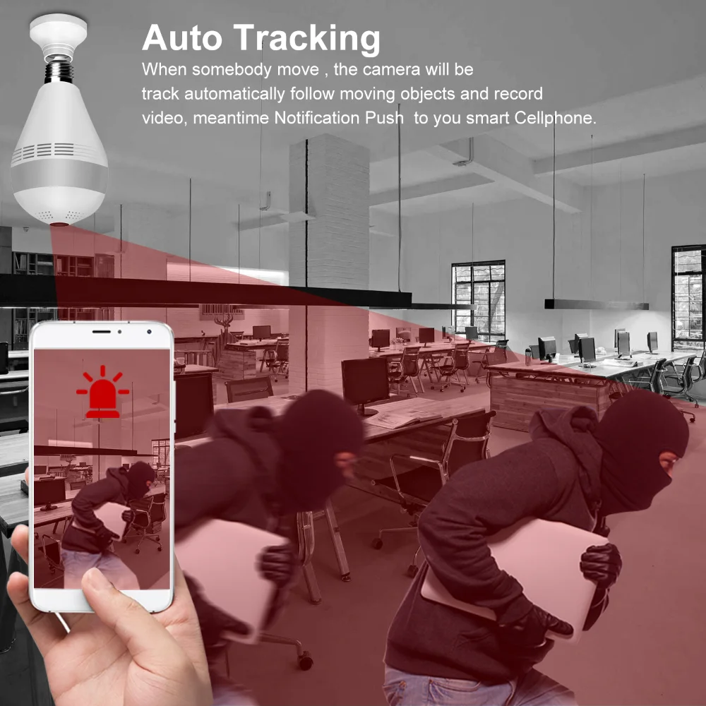 Панорамная камера Wi-Fi 2 МП светодиодный ная панорамная видеонаблюдения с 360