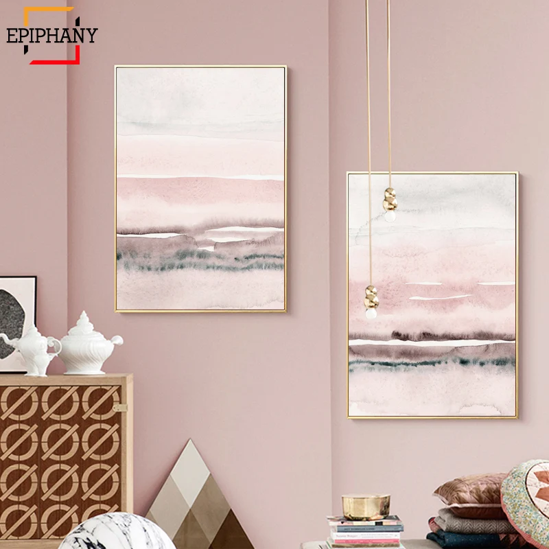 Настенная картина абстрактный настенный постер розового и серого цветов в