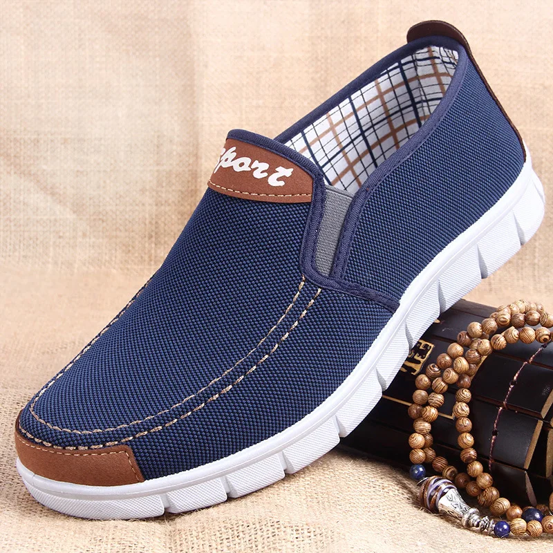 Мужские парусиновые туфли удобная повседневная обувь лоферы на плоской подошве