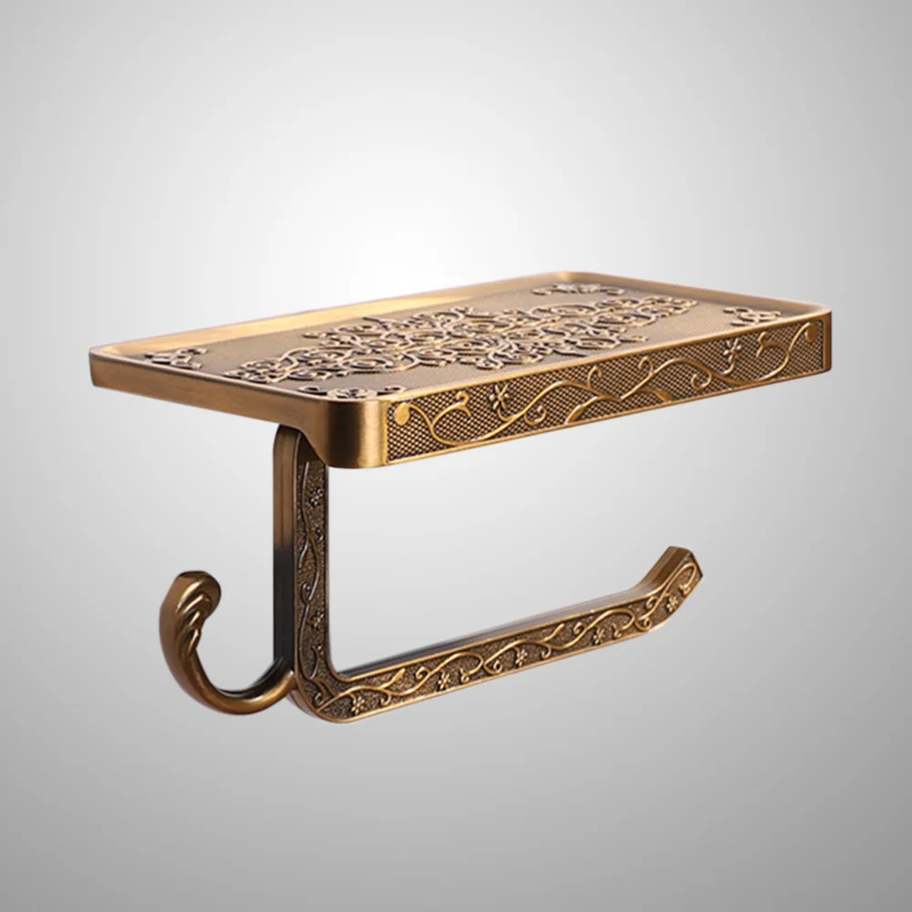 

Vintage Decor Style Holder with Phone Shelf and Bathroom Hook