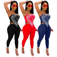 zoctuo bandana scarf print two piece set strapless womens set crop top and pencil pants set suit women outfits club tracksuit