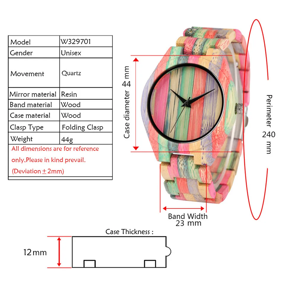 Часы REDFIRE Мужские кварцевые минималистичные красочные с бамбуковым деревом