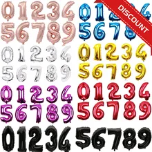1PC 16'' 32'' 40'' Number Foil Balloon Helium Balloons Birthday Party Decoration Kids Decor For Home New Year Christmas Navidad