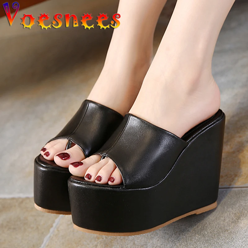 

New Fashion Pole Dance Slippers Summer Walk Show Sandals Platform High Heels Nightclub Sexy Wedges Beach Flip Party Women Shoes