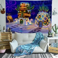 cartoon pineapple tapestry underwater world anime house art wall hanging tapestries for living room home dorm decor