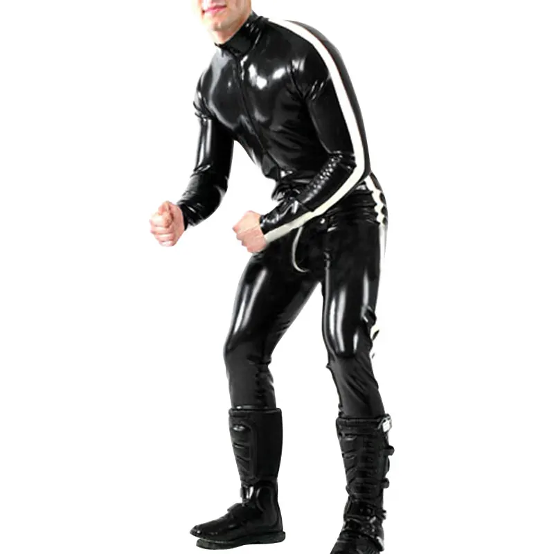 

Male Sexy Latex Bodysuit with Codpiece Handmade Rubber Catsuit Costume Fetish Tight Garment BNLCM119