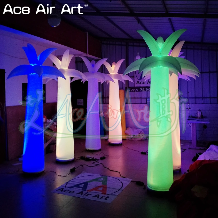 Дешевые надувные пальмы пальмовые лесные столбы для украшения двора с красочным