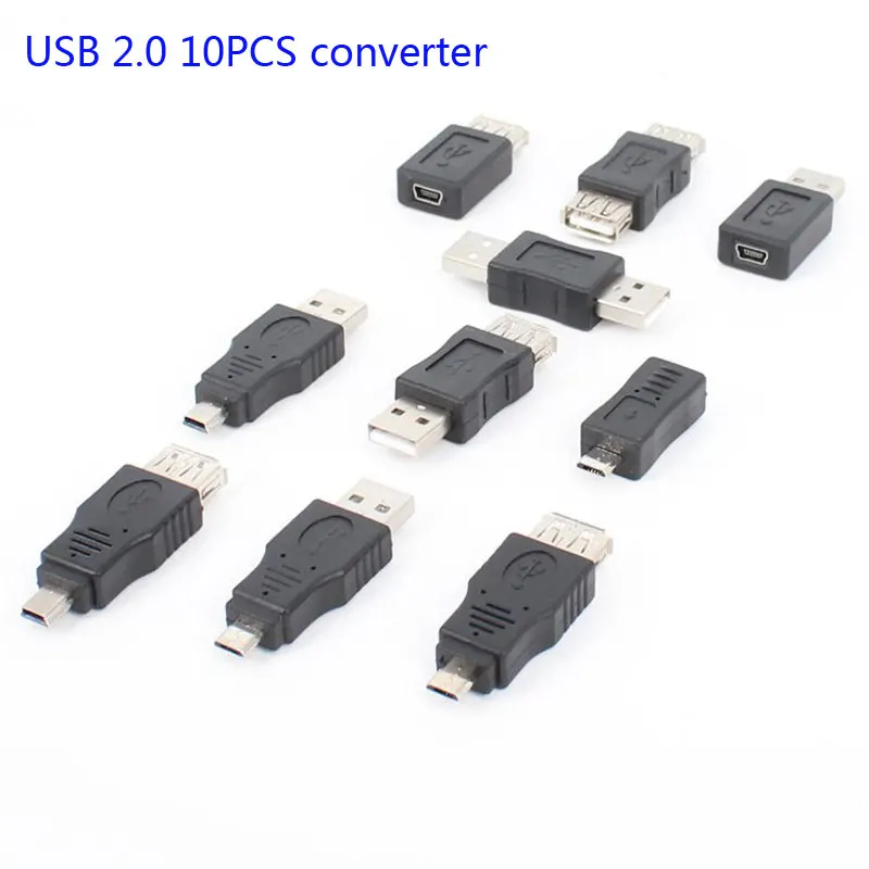 Комплект головок-конвертеров USB 2 0 10 шт. мужские и женские переходники разъем для