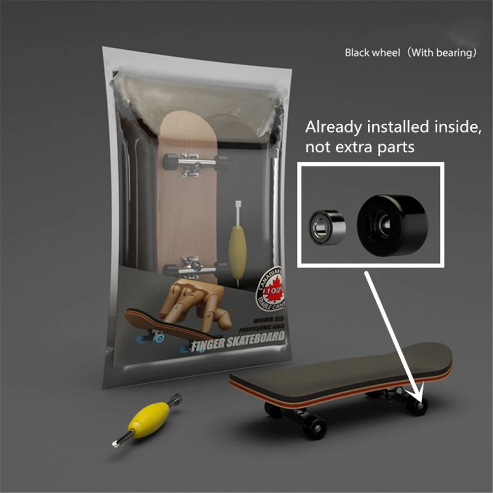 

Finger SkateBoard Wooden Fingerboard Toy Professional Stents Finger Skate Set Reduce Pressure Gifts for Children