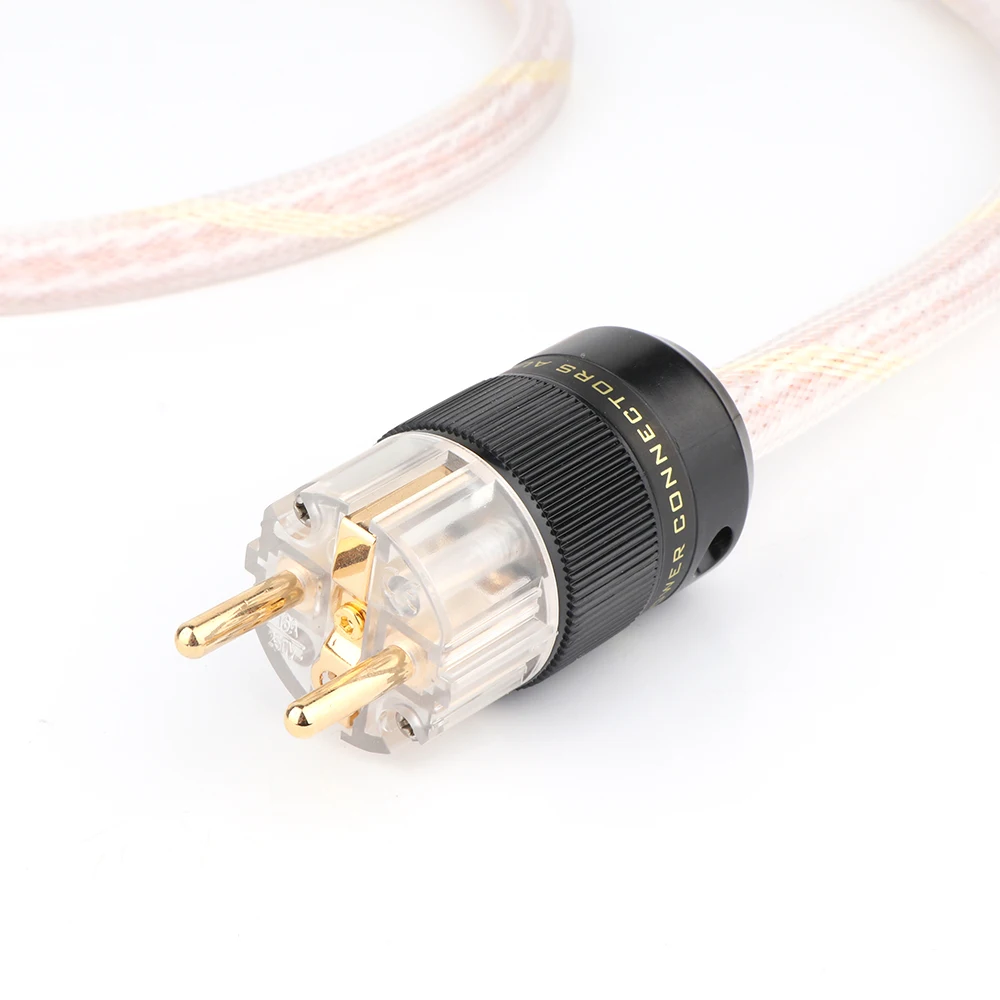 Hi-end 6N OCC 12TC Audiophile Европейский AC Мощность шнур с золотым покрытием Schuko EUR Connecotor