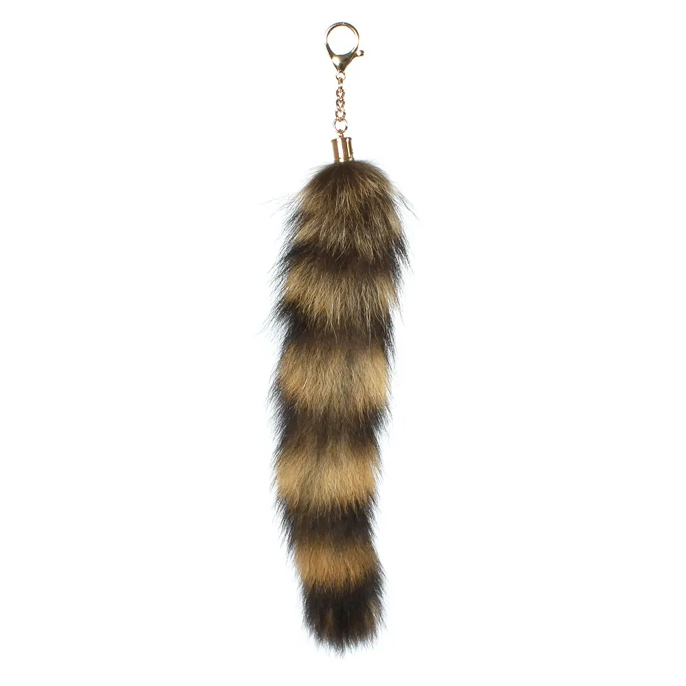 

Real Fox Tail 13.8IN Black White Fox Raccoon Tail Fur Cosplay Toy Handbag Accessories Key Chain Ring Hook Tassels Fashion
