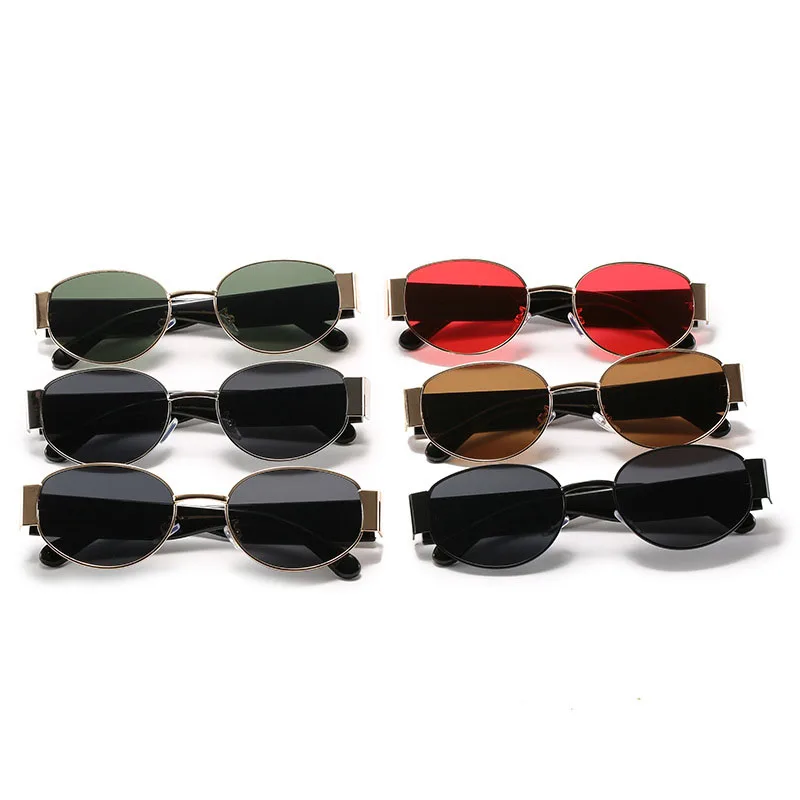 

2021 New Design Steampunk Sunglasses Oval Shape Classic Red Style Goggles Men Women Fashion Eye Sun Glasses