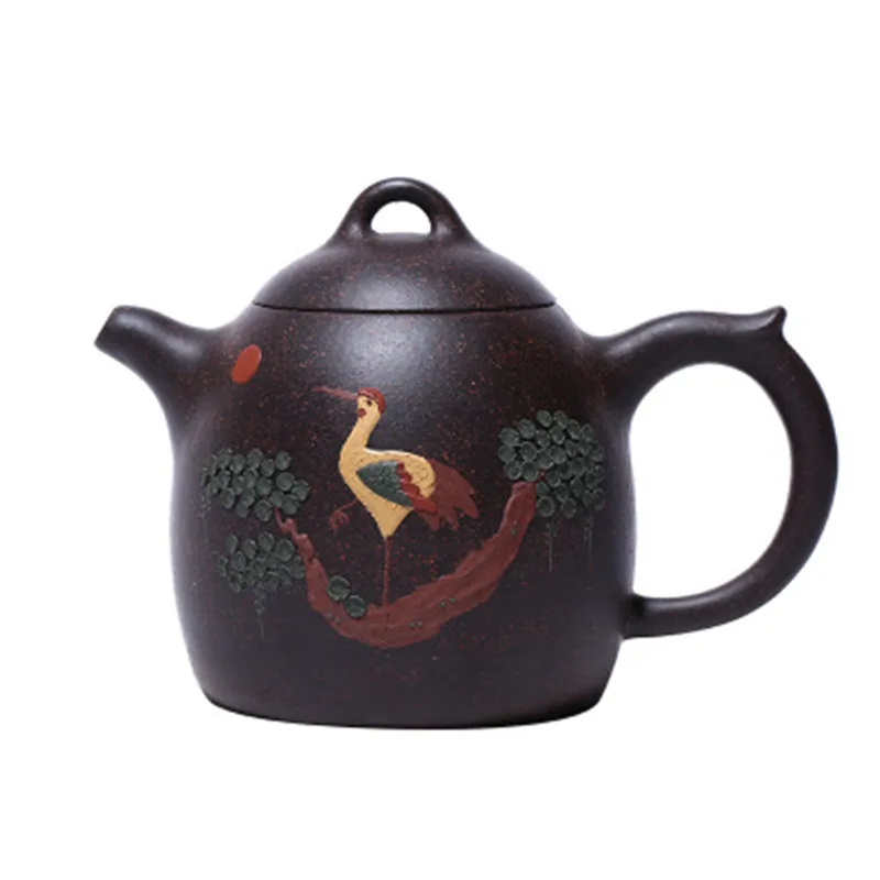 

350ml Yixing Original Ore Black Gold Sand Purple Sand Teapot Famous Hand-made Songhe Qinquan 9 hole water teapot Kung Fu Tea set