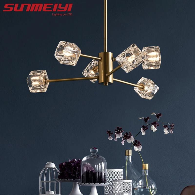 Медные светодиодные люстры светильник с хрустальным шариком Золотая подвесная