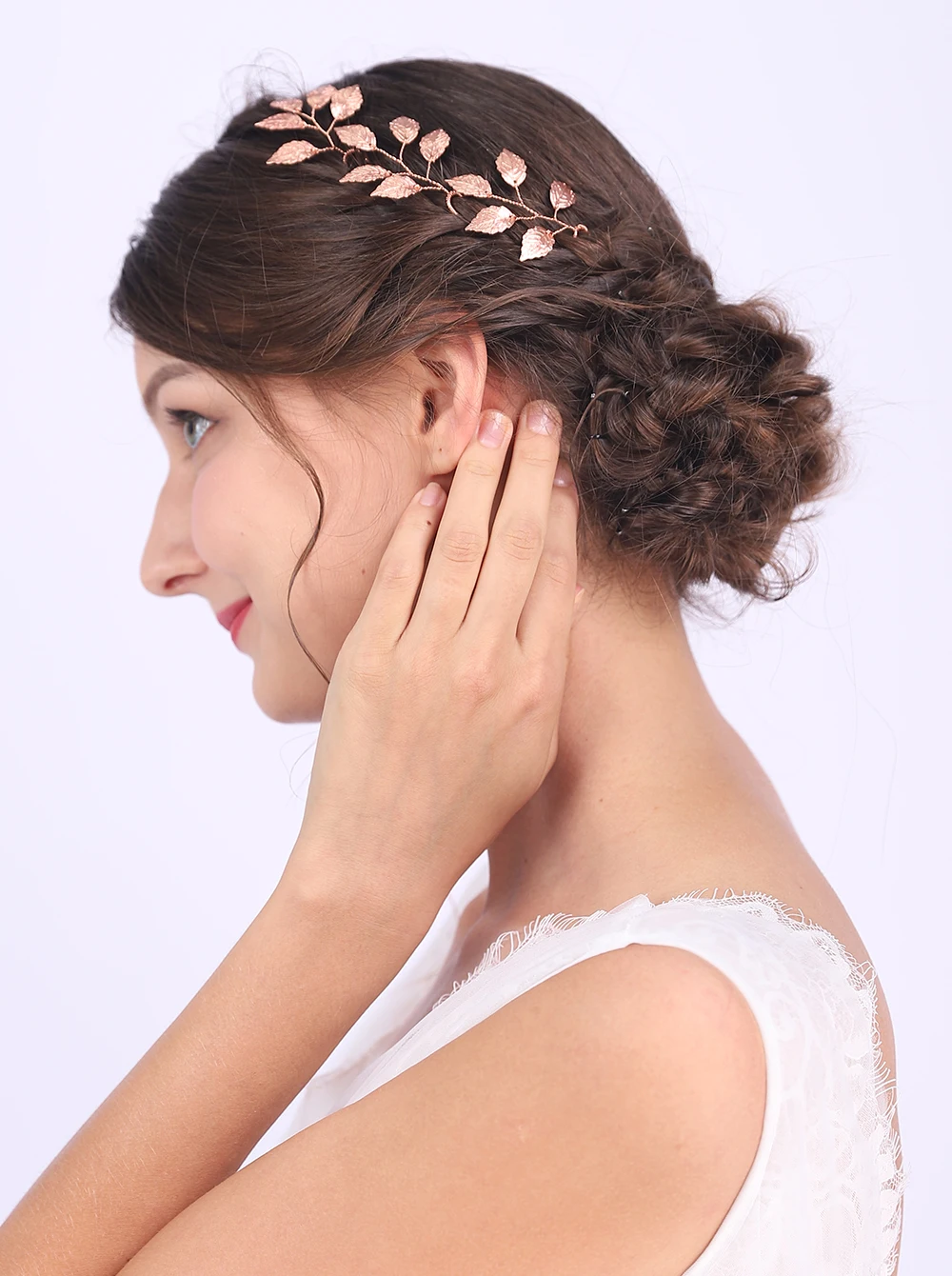 Классические украшения для волос в виде листьев заколки цвета розового золота и